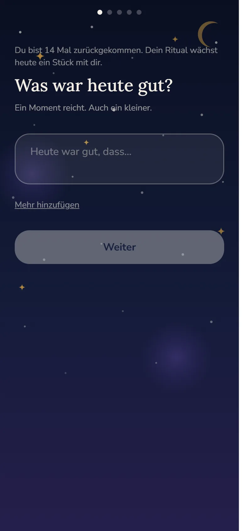 Das Abendritual in Enara mit der Frage: Was war heute gut?